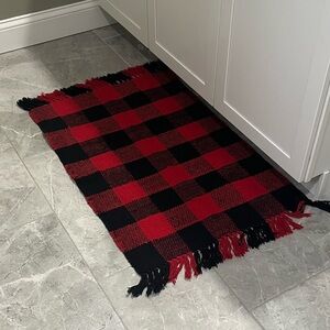 Red and Black Checkered Throw Rug